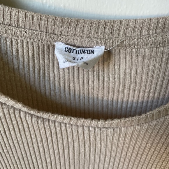 Cotton on Ribbed midi short sleeve beige dress - SIZE S - Picture 3 of 4
